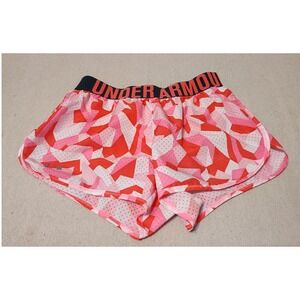 Under Armour Women's XS Pink‎ Red Geometric Print Running Shorts Heatgear D